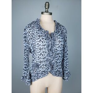 Jaipur Women's Top Sz M Crinkle Pleat Y2K Beaded Fairy Grunge Whimsigoth Ruffle